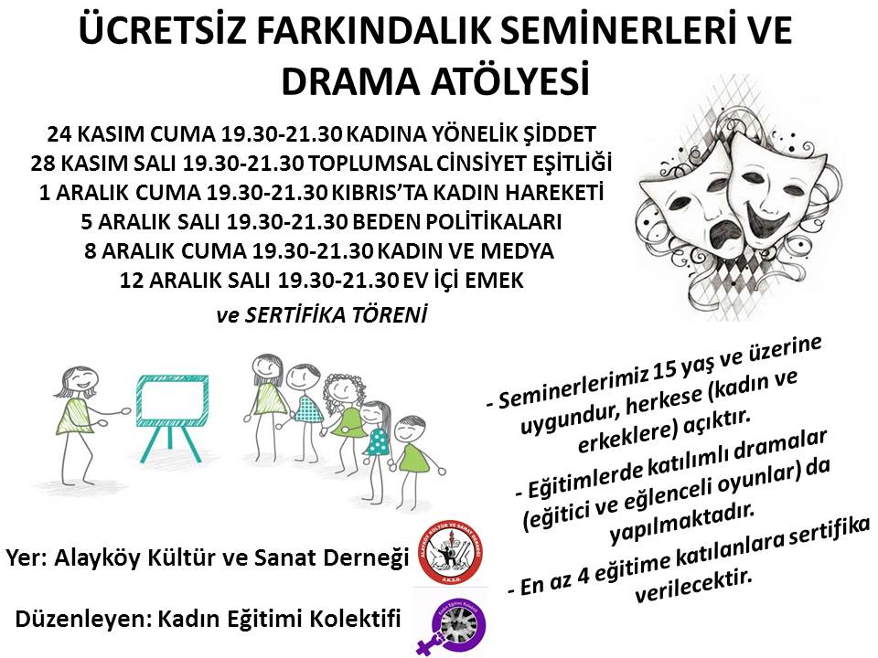 ALAYKÖY’DE “KADINA YÖNELİK ŞİDDET” KONULU SEMİNER VE DRAMA ATÖLYESİ YAPILACAK