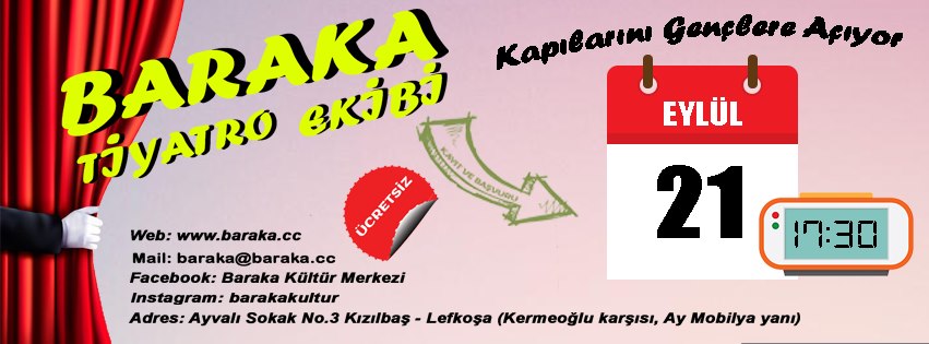 Baraka’dan 15-25 Yaş Arası Gençlere Ücretsiz Tiyatro Eğitim Çalışmaları